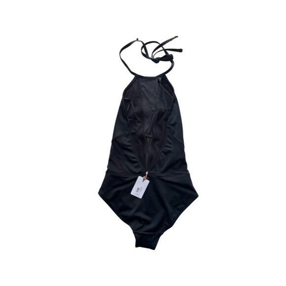 Ted Baker London Black Mesh Panel Halter one piece Swimsuit size 0 (US Size2- 4) - Picture 8 of 16